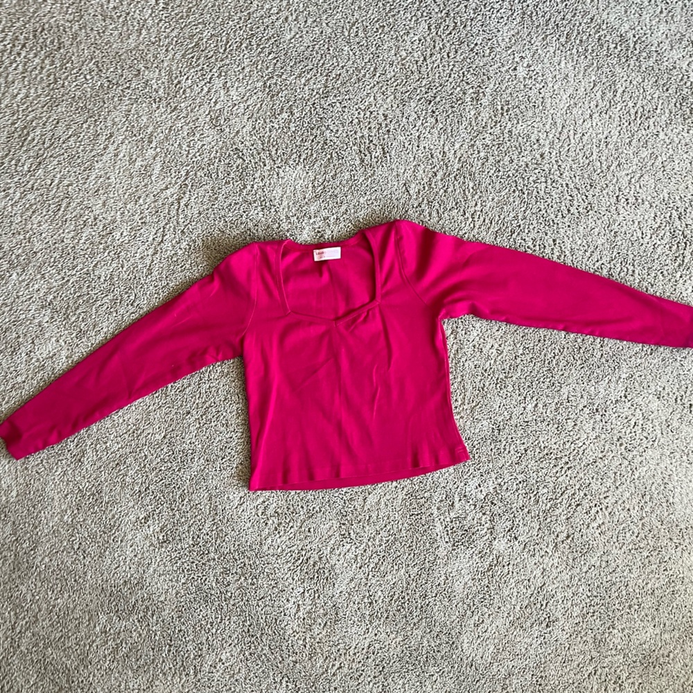 LOUD BODIES "PATSY" RIB KNIT BLOUSE PINK ORGANIC COTTON - M